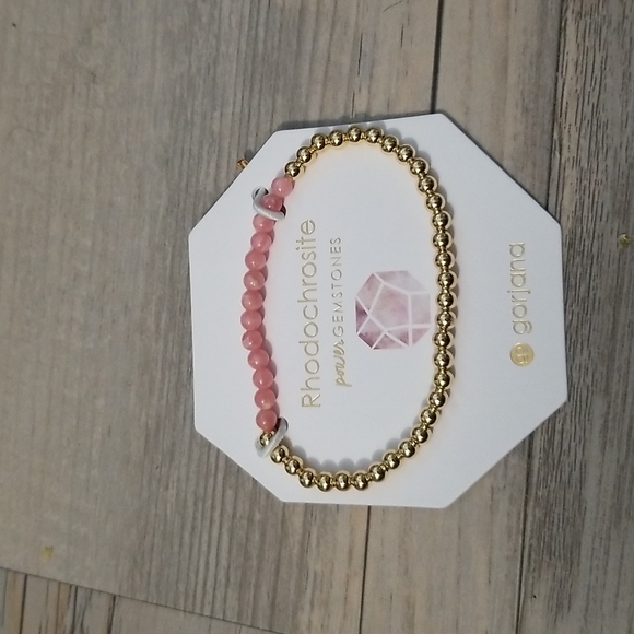 Gorjana power gemstone bracelet on rhodochrosite